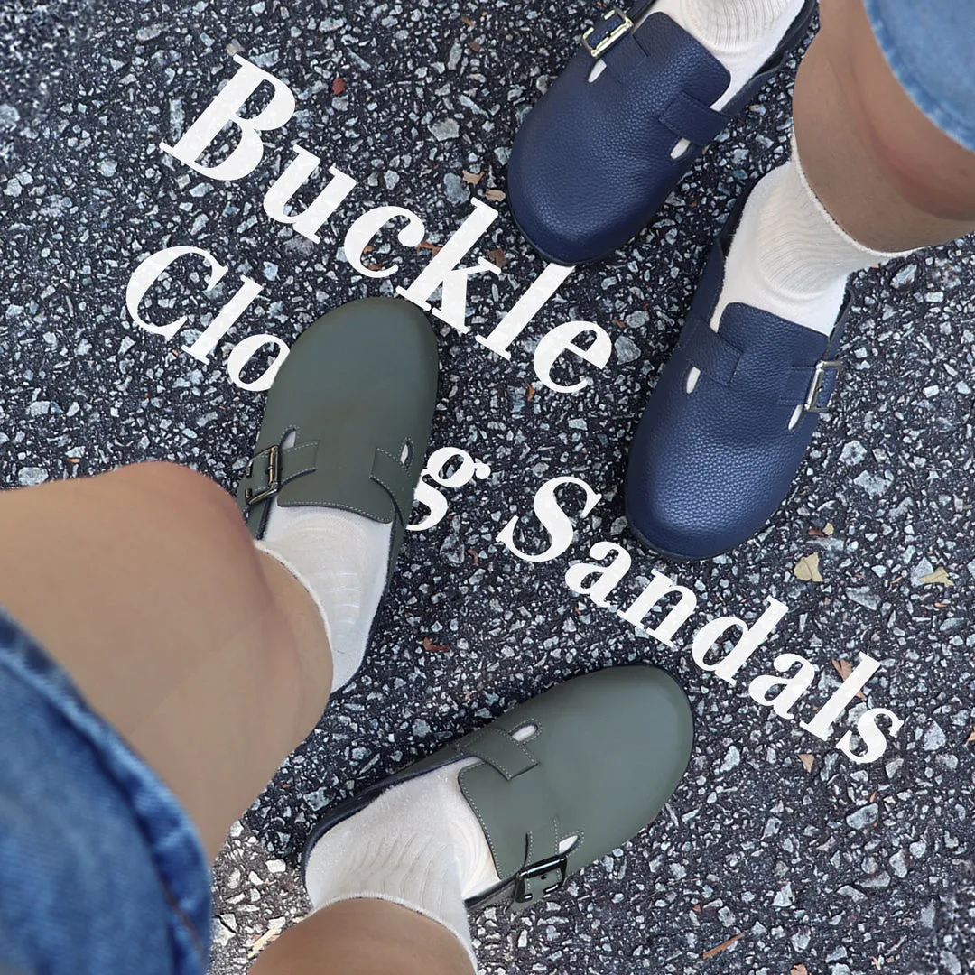 [20% off at cart][Unisex] Closed Toe Buckle Clog Sandals
