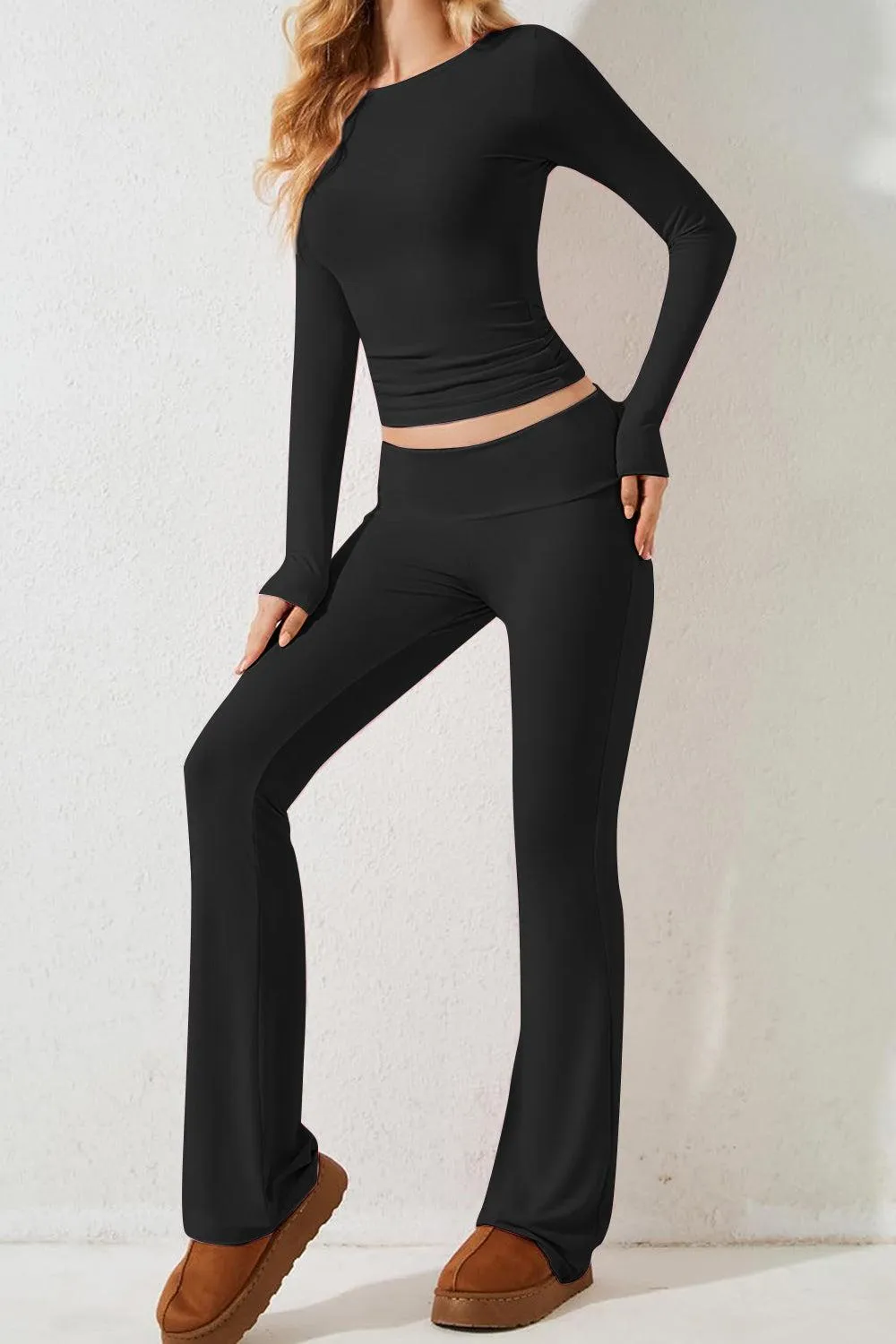 Athleisure Long Sleeve Top and Pants Set
