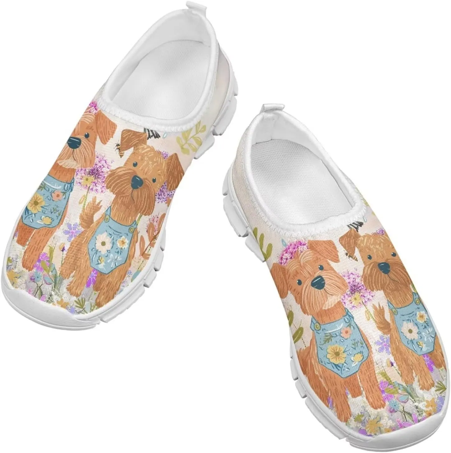 Boys Girls Slip Ons Flat Lightweight Sneakers Walking Casual Shoes Comfortable Art Painted Travel Outdoor Shoes for Big Kids US Size 11-15