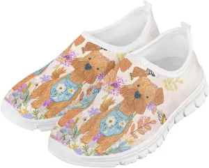Boys Girls Slip Ons Flat Lightweight Sneakers Walking Casual Shoes Comfortable Art Painted Travel Outdoor Shoes for Big Kids US Size 11-15