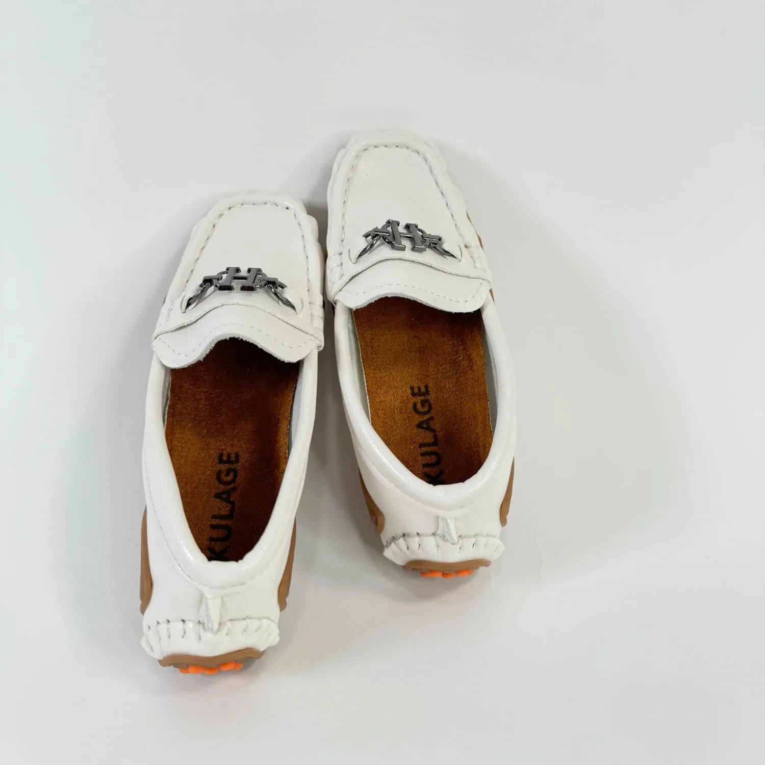 Boys' Leather Loafers with Red Sole and Metallic Accent