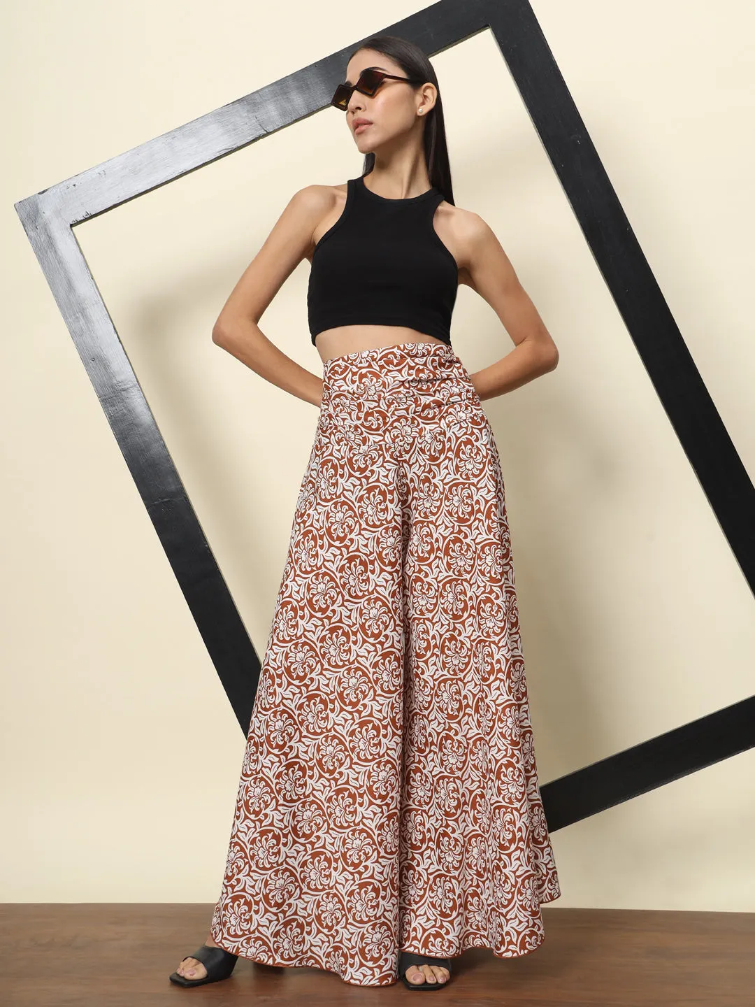 Brown Printed Palazzo
