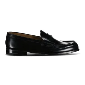 Brushed Leather Metal Applique Loafers Black