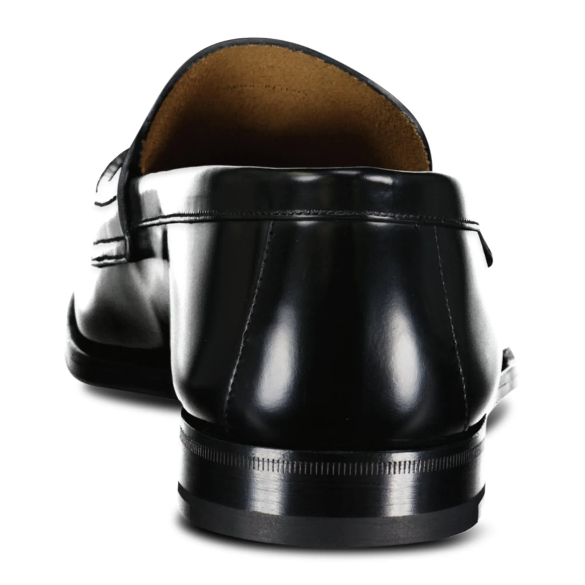 Brushed Leather Metal Applique Loafers Black