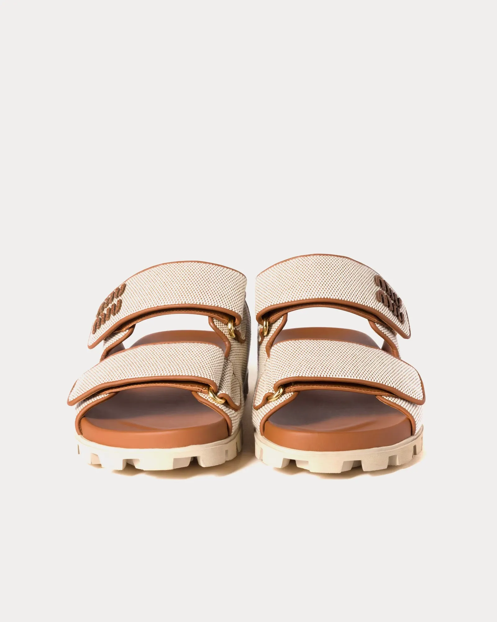 Canvas Beige / Brandy Slides