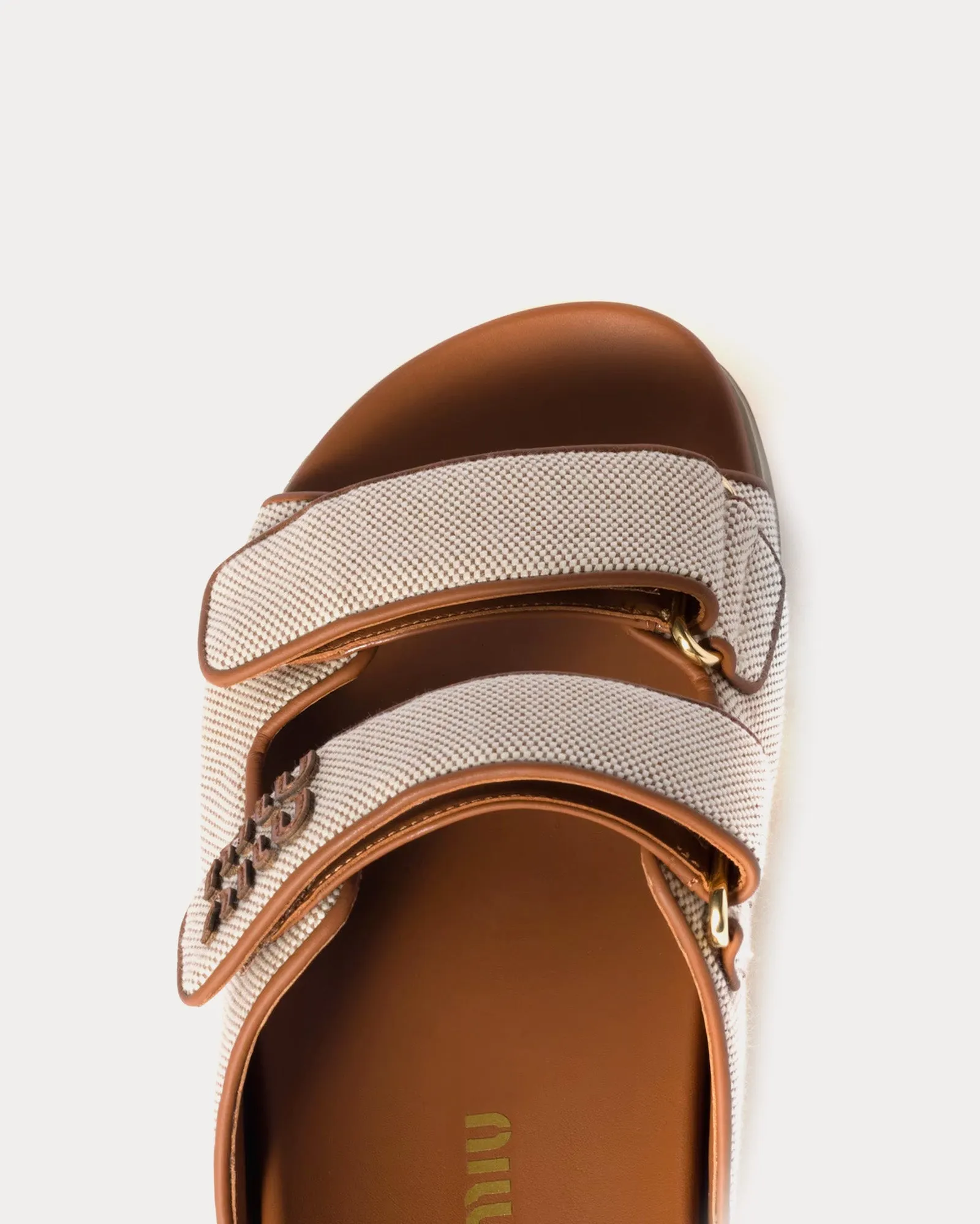 Canvas Beige / Brandy Slides