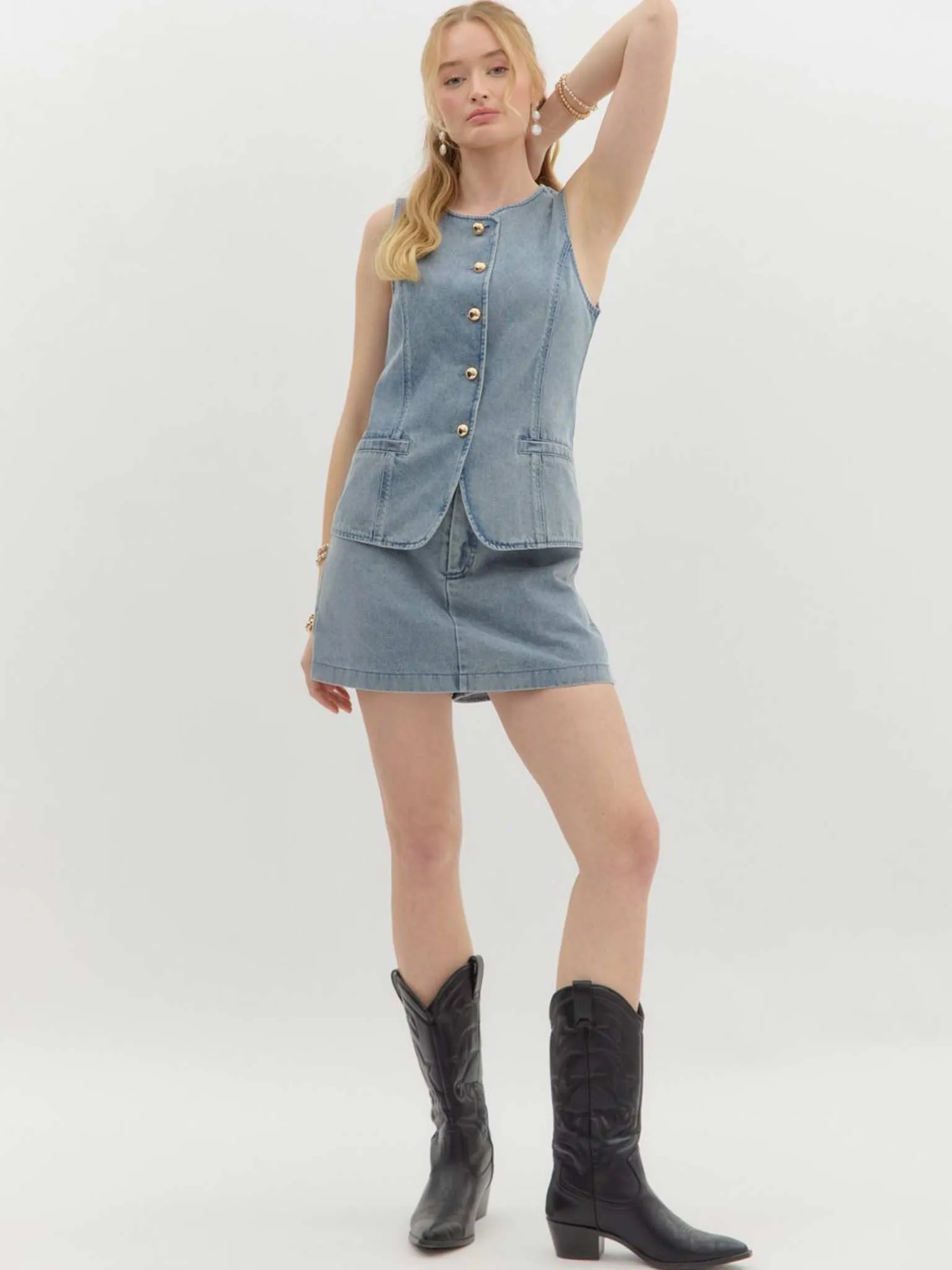 Denim High Waist Skort