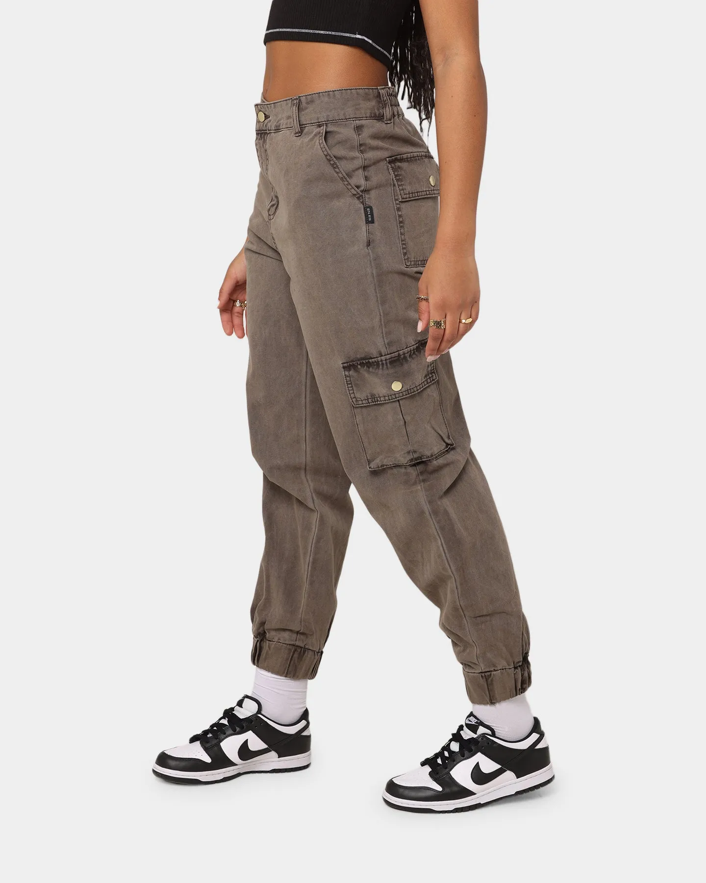 EN ES Women's Washed Cargo Pants Washed Brown