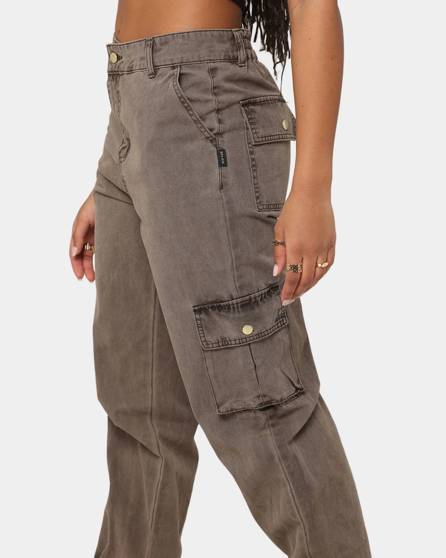 EN ES Women's Washed Cargo Pants Washed Brown