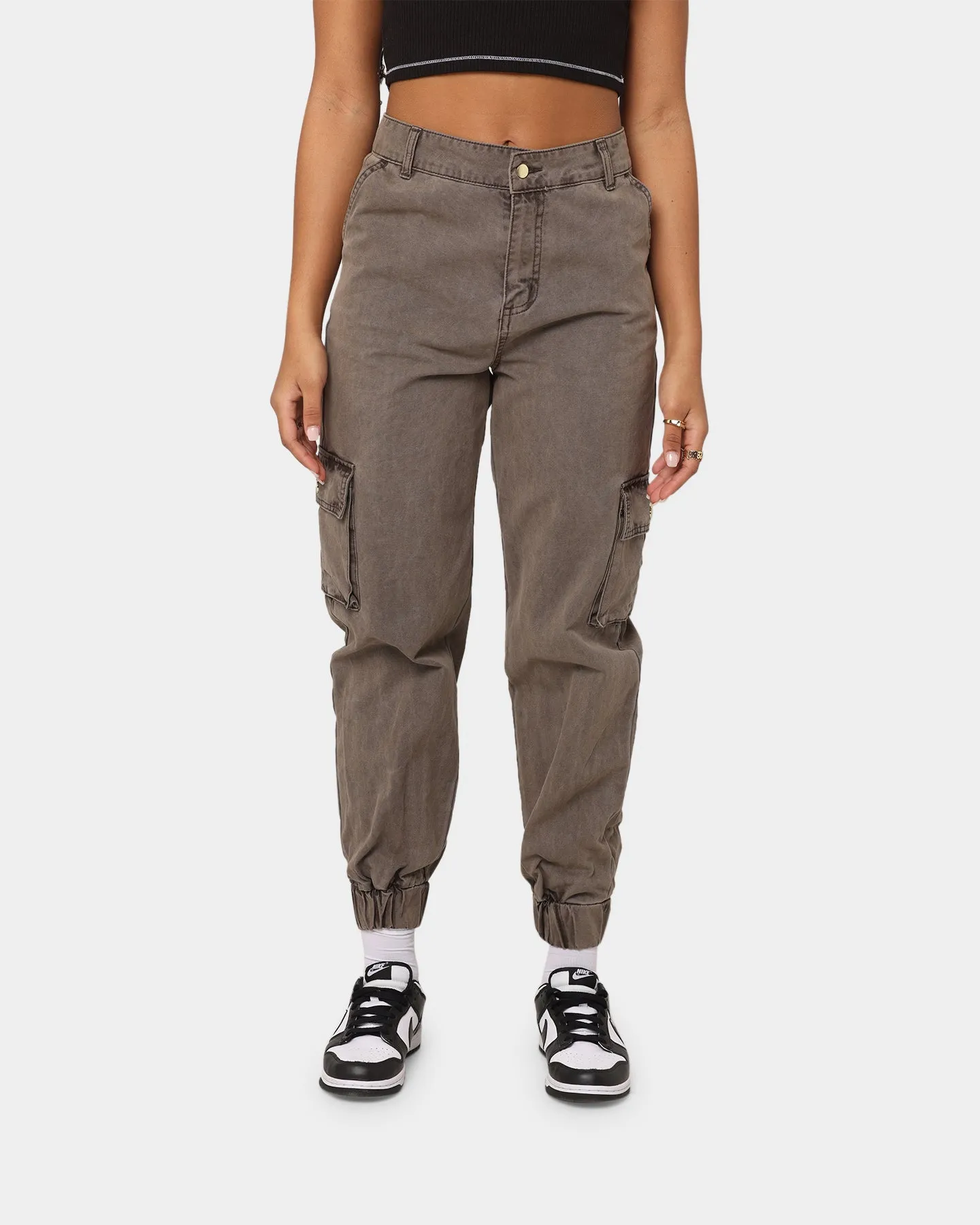 EN ES Women's Washed Cargo Pants Washed Brown