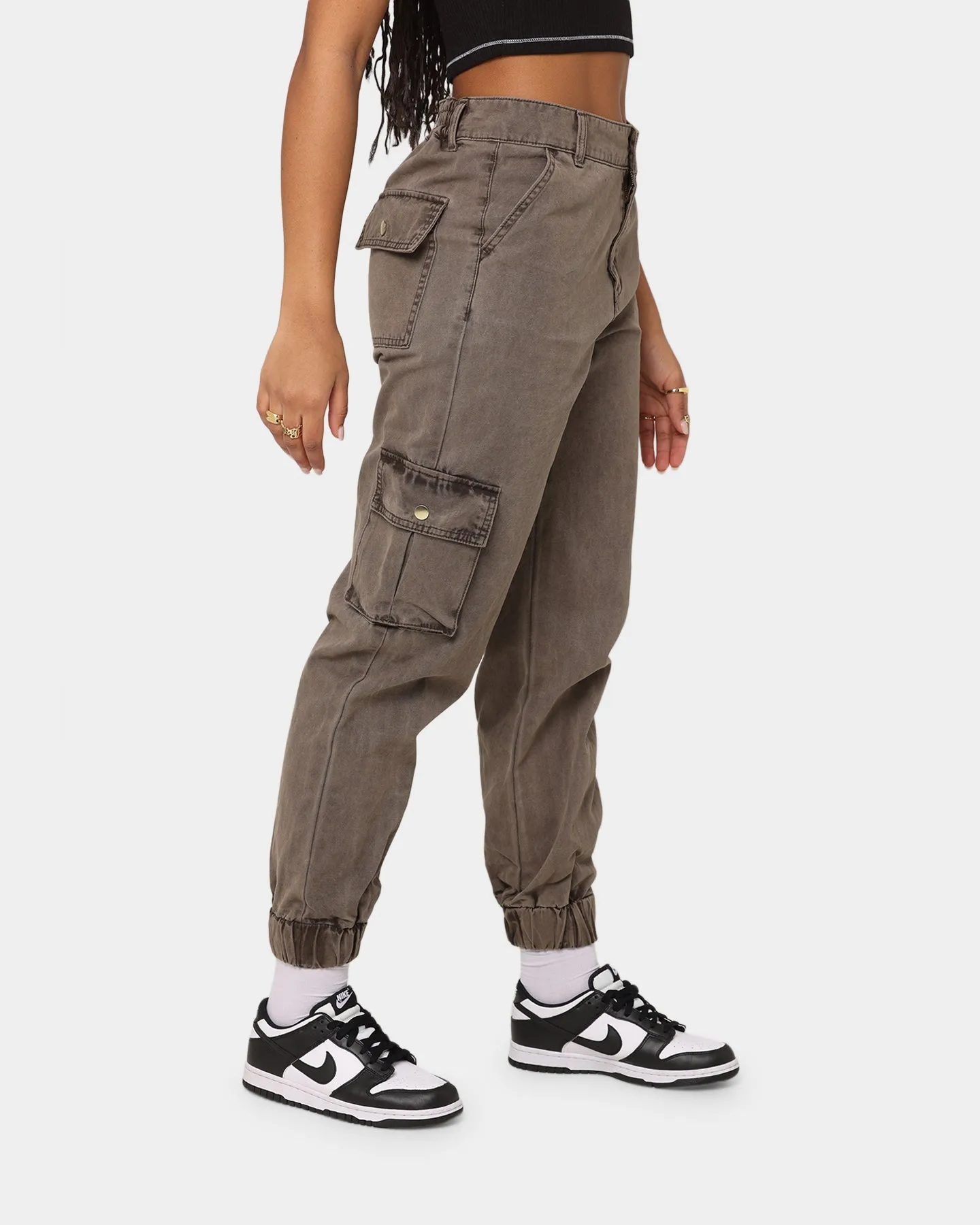 EN ES Women's Washed Cargo Pants Washed Brown