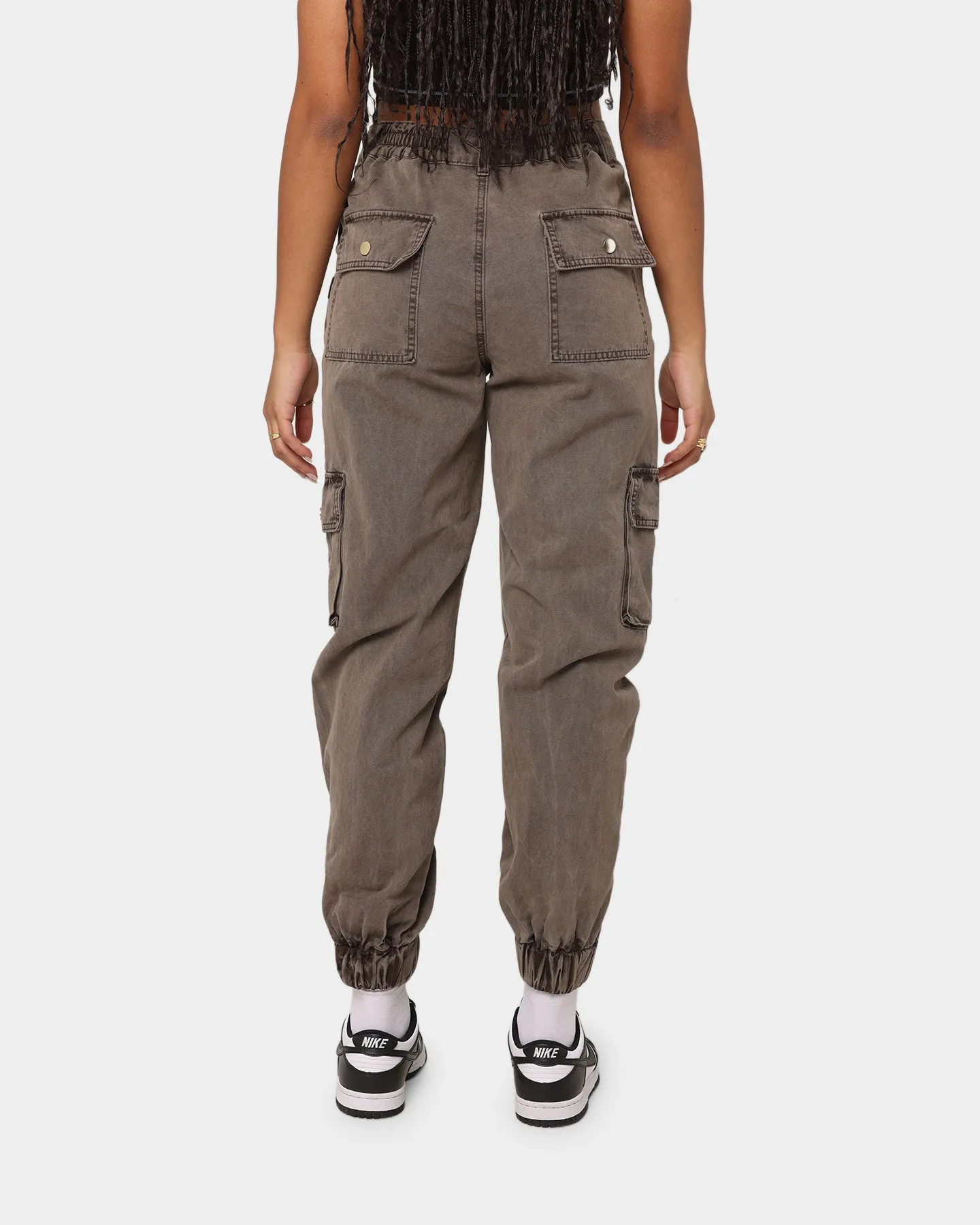 EN ES Women's Washed Cargo Pants Washed Brown