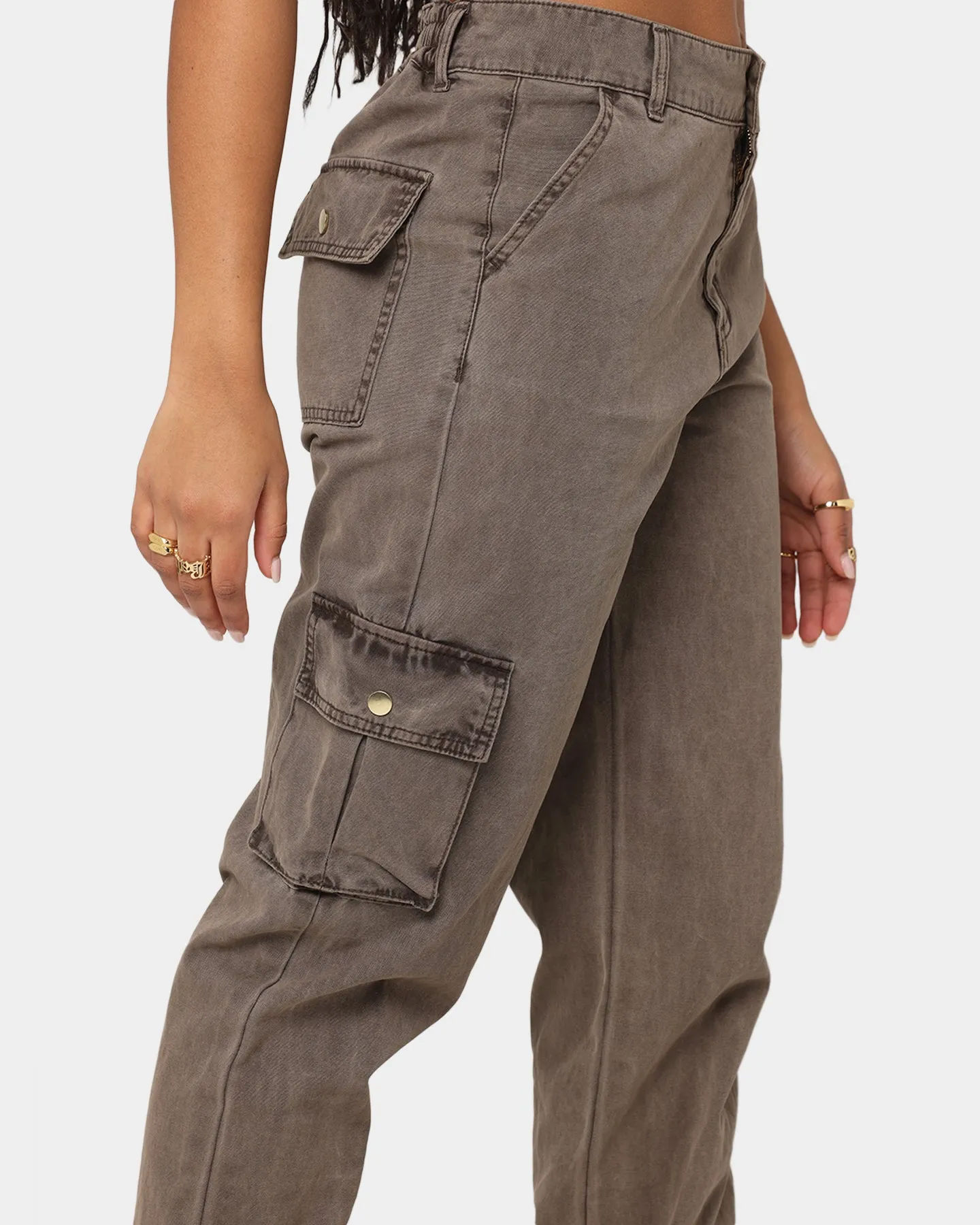EN ES Women's Washed Cargo Pants Washed Brown