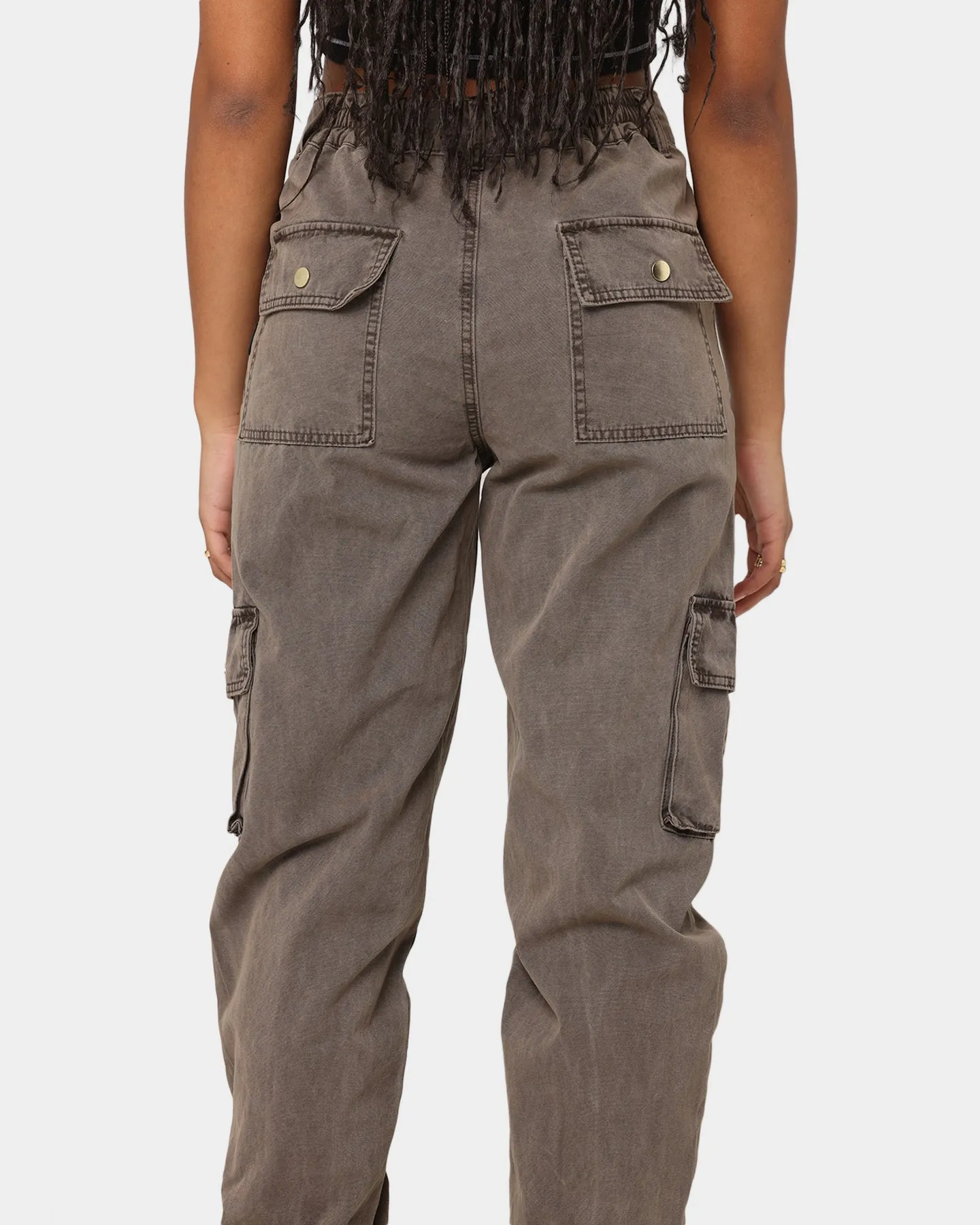 EN ES Women's Washed Cargo Pants Washed Brown