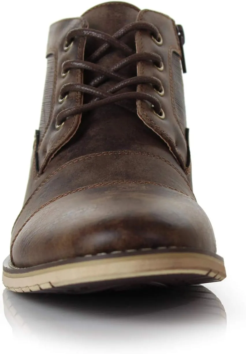 Ferro Aldo Blaine MFA806035 Mens Casual Brogue Mid-Top Lace-Up and Zipper Boots