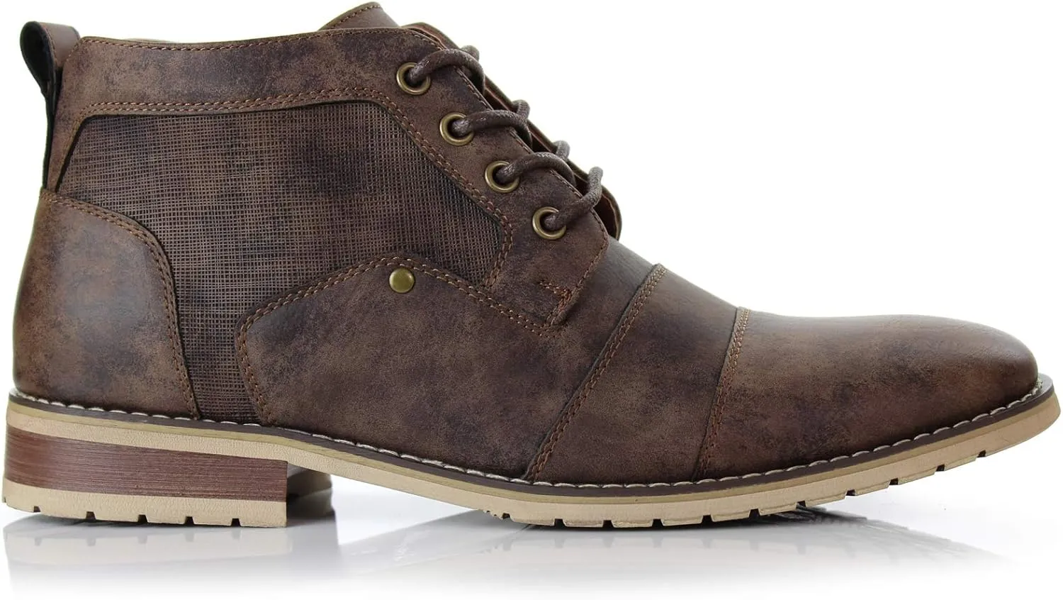 Ferro Aldo Blaine MFA806035 Mens Casual Brogue Mid-Top Lace-Up and Zipper Boots