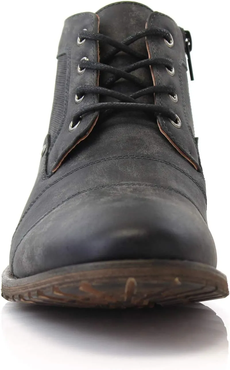 Ferro Aldo Blaine MFA806035 Mens Casual Brogue Mid-Top Lace-Up and Zipper Boots