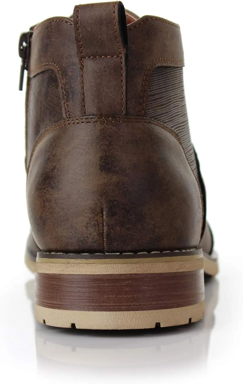 Ferro Aldo Blaine MFA806035 Mens Casual Brogue Mid-Top Lace-Up and Zipper Boots