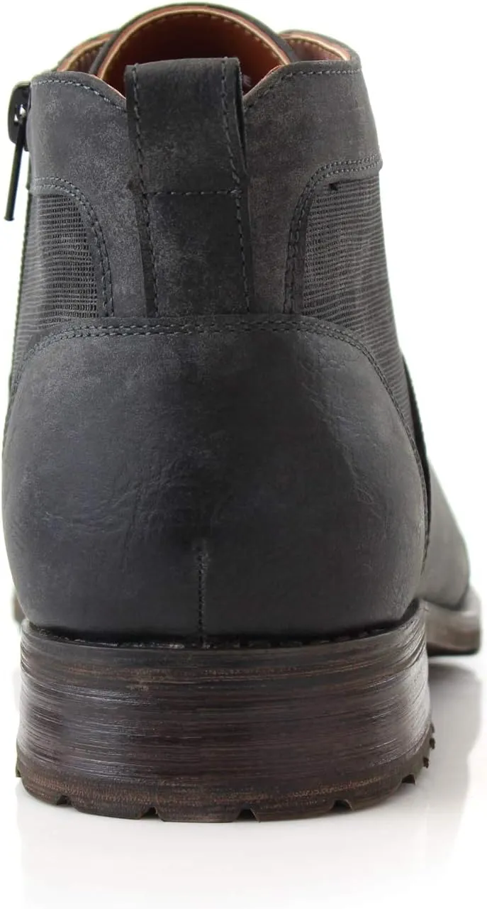Ferro Aldo Blaine MFA806035 Mens Casual Brogue Mid-Top Lace-Up and Zipper Boots