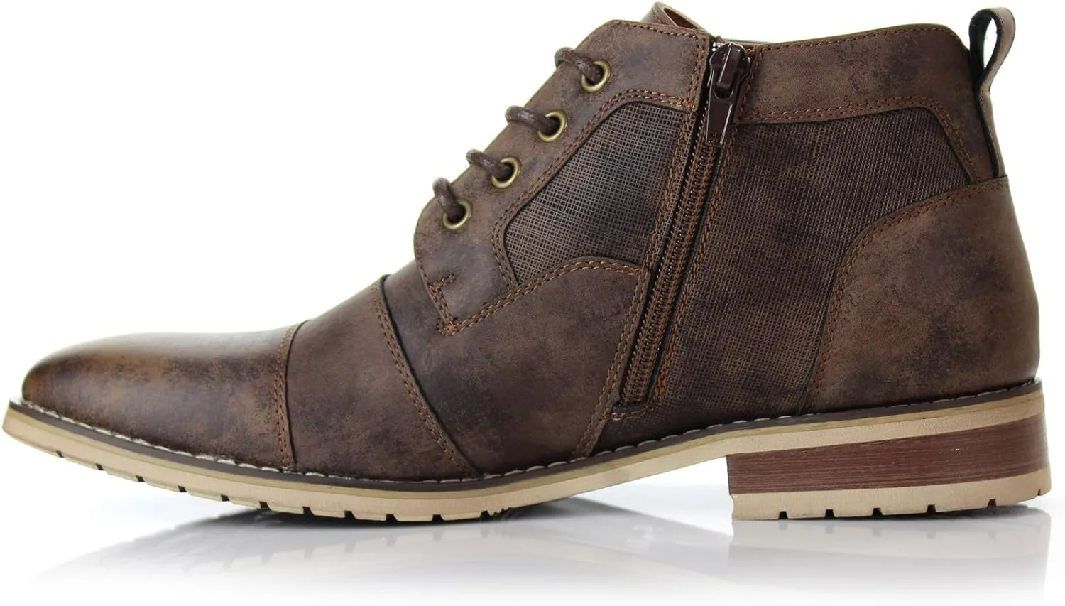 Ferro Aldo Blaine MFA806035 Mens Casual Brogue Mid-Top Lace-Up and Zipper Boots
