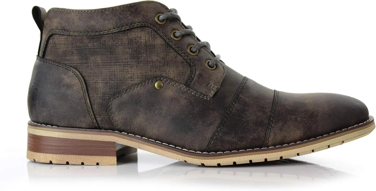 Ferro Aldo Blaine MFA806035 Mens Casual Brogue Mid-Top Lace-Up and Zipper Boots