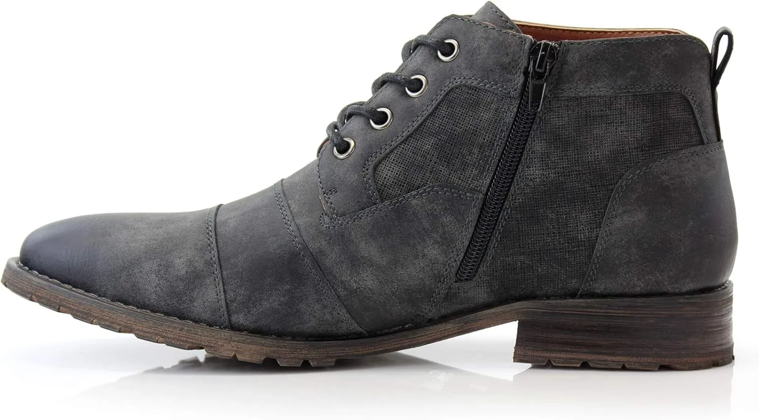 Ferro Aldo Blaine MFA806035 Mens Casual Brogue Mid-Top Lace-Up and Zipper Boots