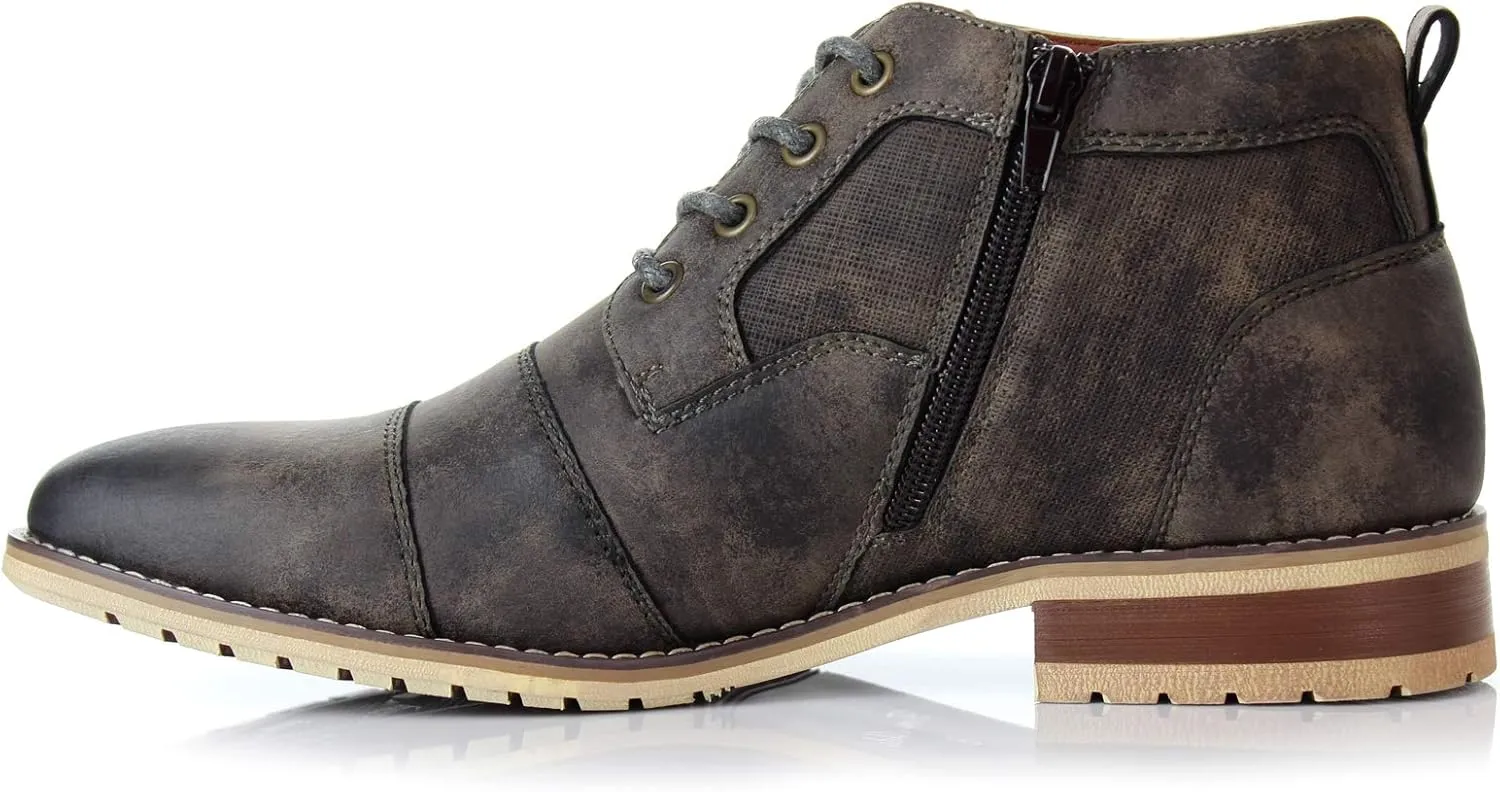 Ferro Aldo Blaine MFA806035 Mens Casual Brogue Mid-Top Lace-Up and Zipper Boots