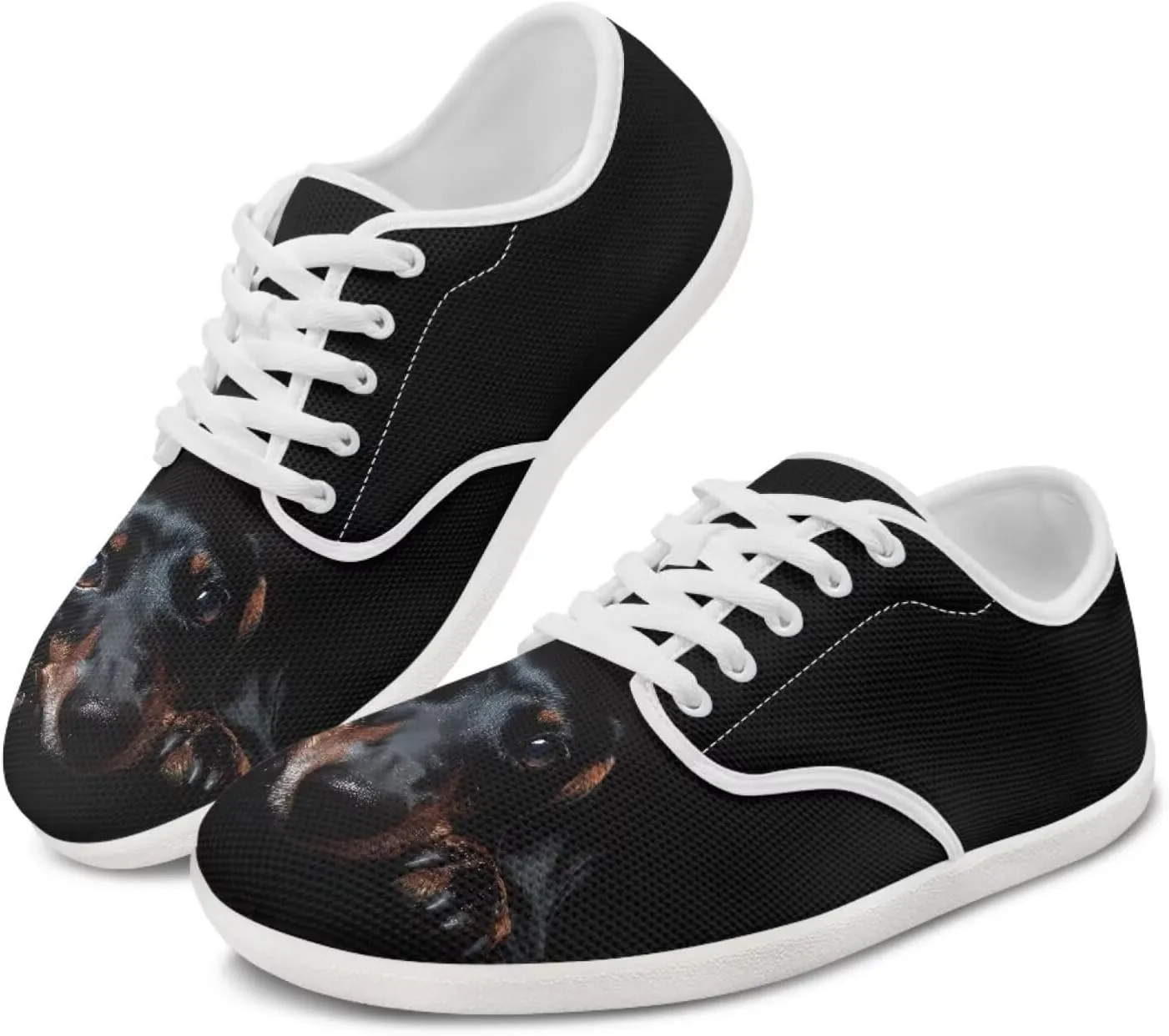 Forchrinse Dachshund Sunflower Print Mens Barefoot Shoes Womens Wide Trail Running Shoes Lace up Zero Drop Fashion Causal Sneakers Size 3-14