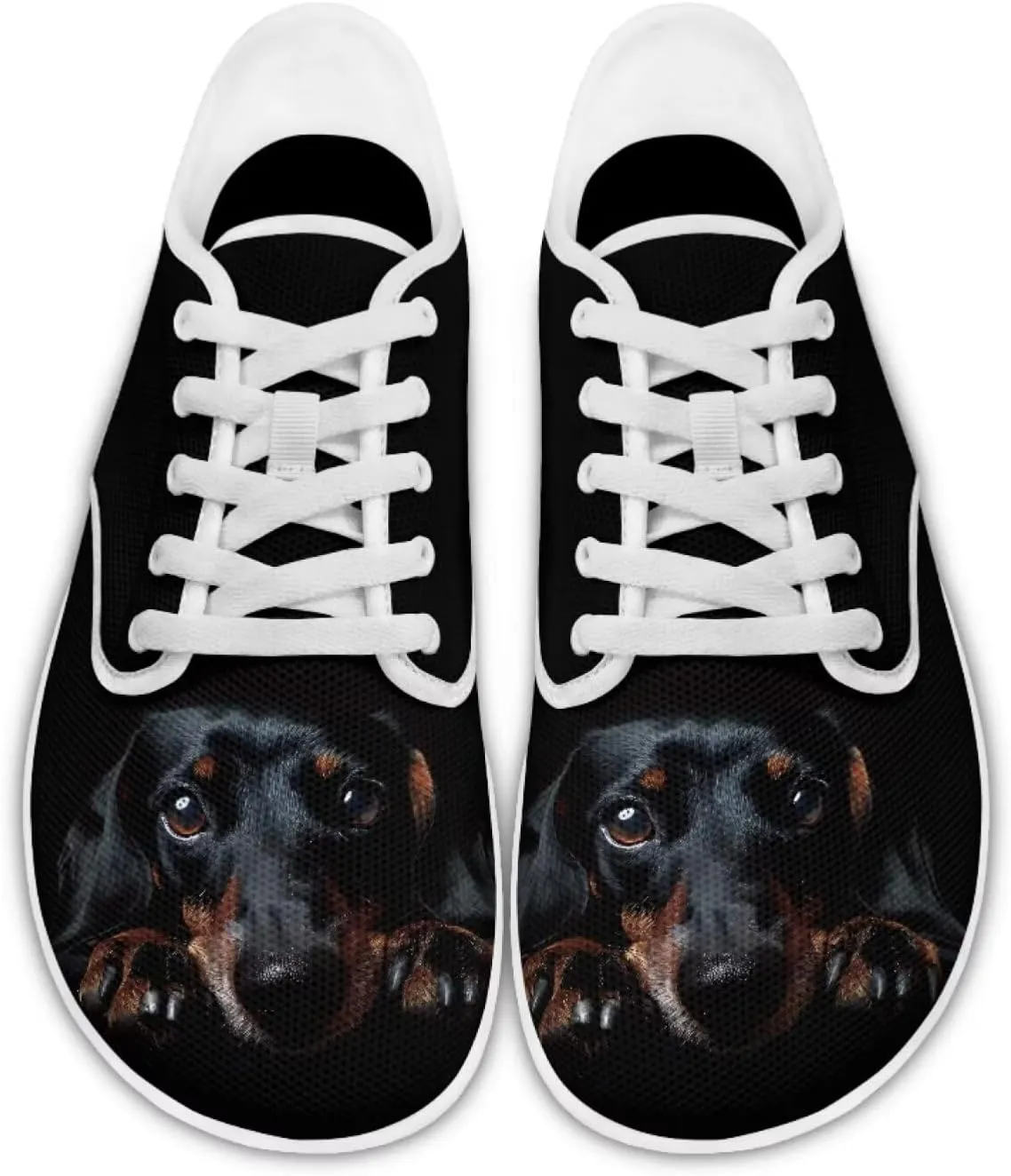 Forchrinse Dachshund Sunflower Print Mens Barefoot Shoes Womens Wide Trail Running Shoes Lace up Zero Drop Fashion Causal Sneakers Size 3-14