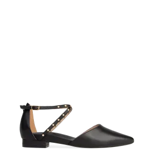 Grackle Black Leather Flats