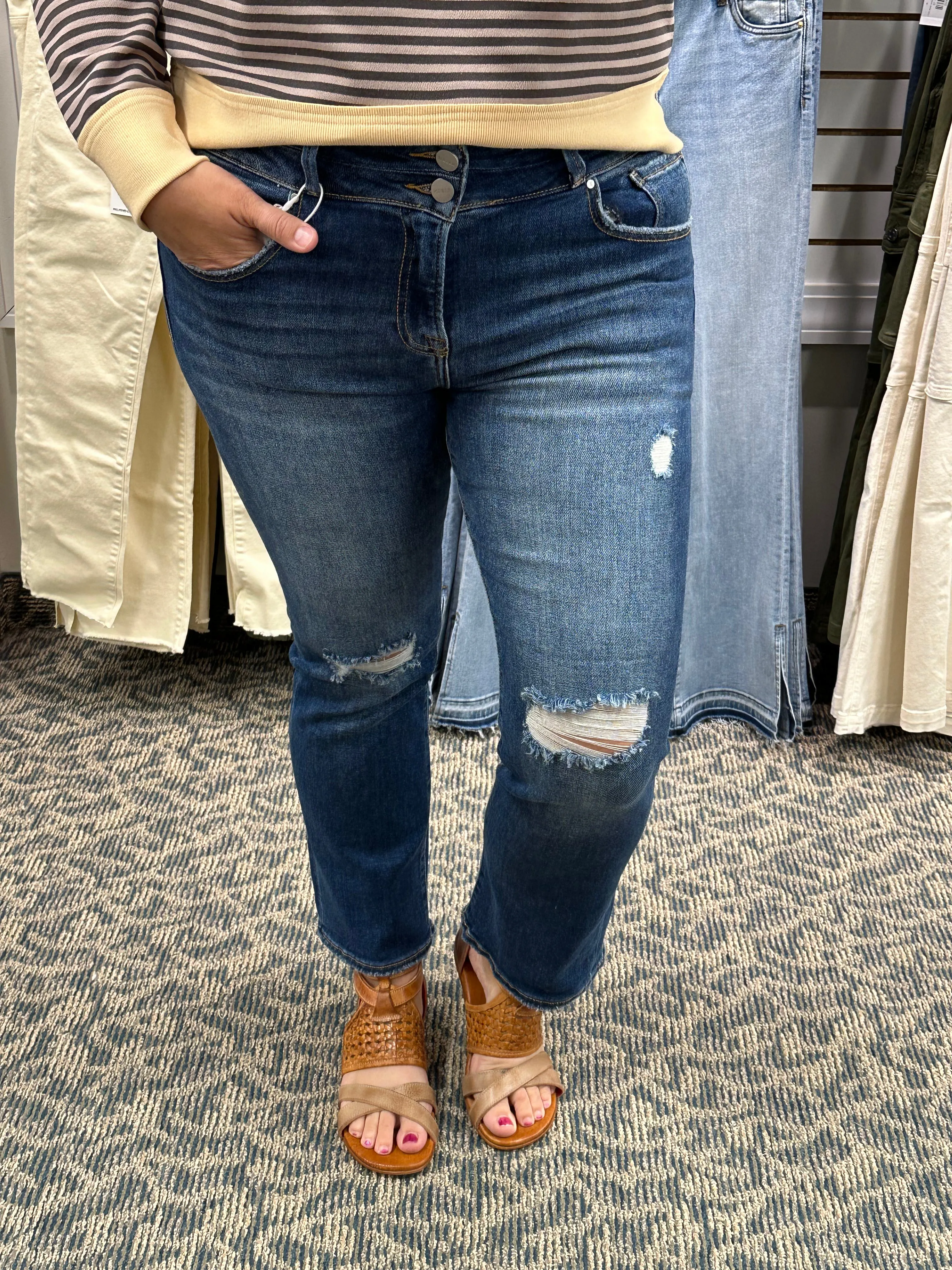 High Rise Ankle Straight Jeans - Risen