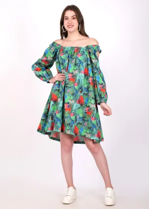 Jungle Safari Off-Shoulder Cotton Dress