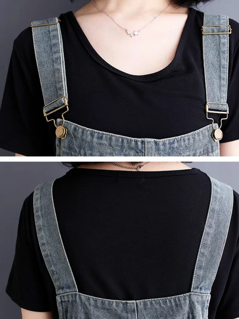 Loose Artistic Denim Overalls Dungarees