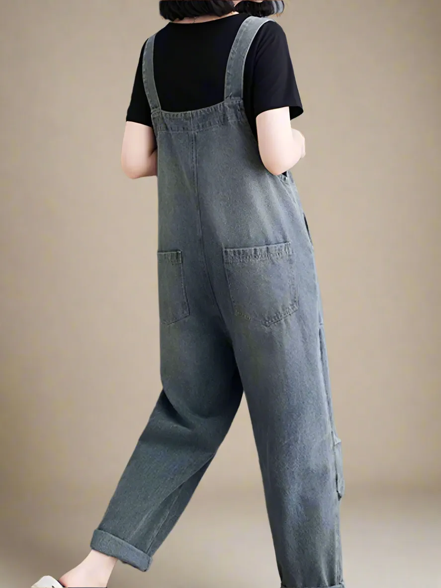 Loose Artistic Denim Overalls Dungarees