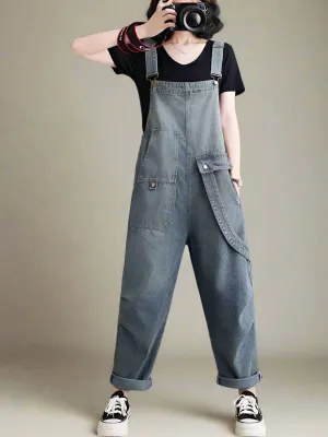 Loose Artistic Denim Overalls Dungarees