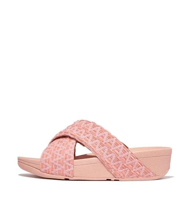 Lulu Geo Webbing Cross Slides // Pink Salt