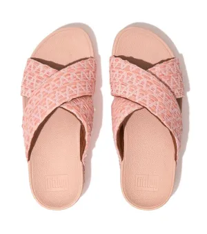 Lulu Geo Webbing Cross Slides // Pink Salt