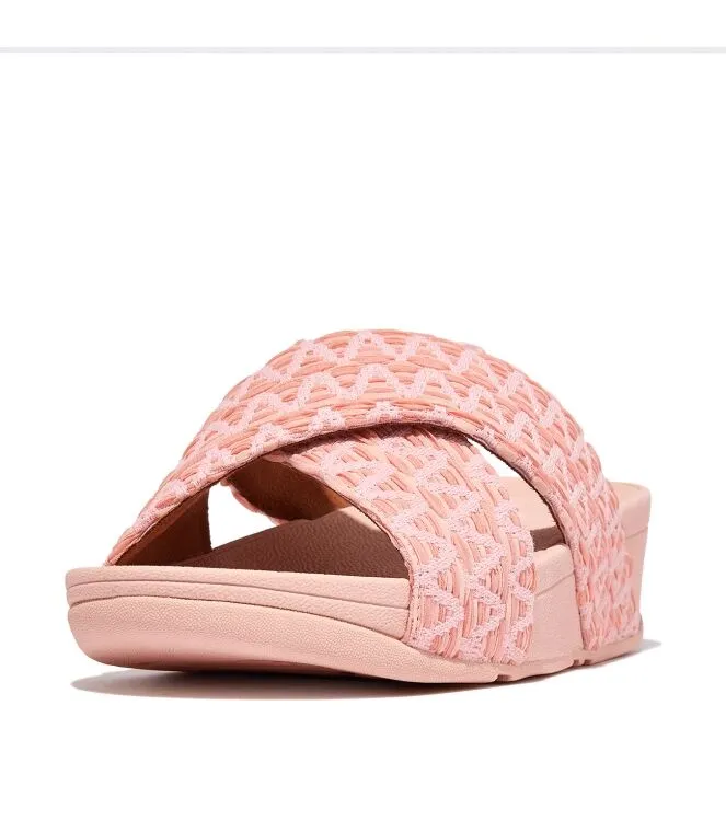 Lulu Geo Webbing Cross Slides // Pink Salt
