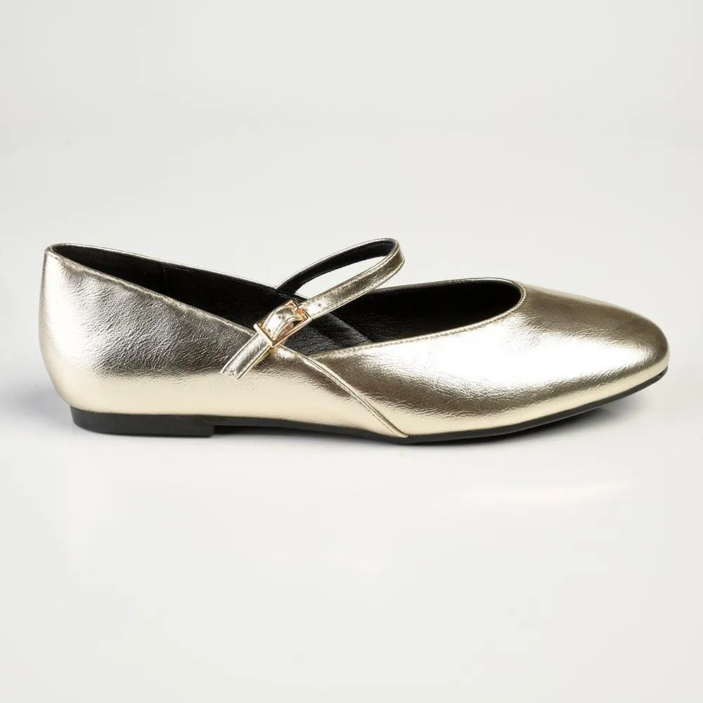 Madison Bambi Pump With Buckle Strap - Gold