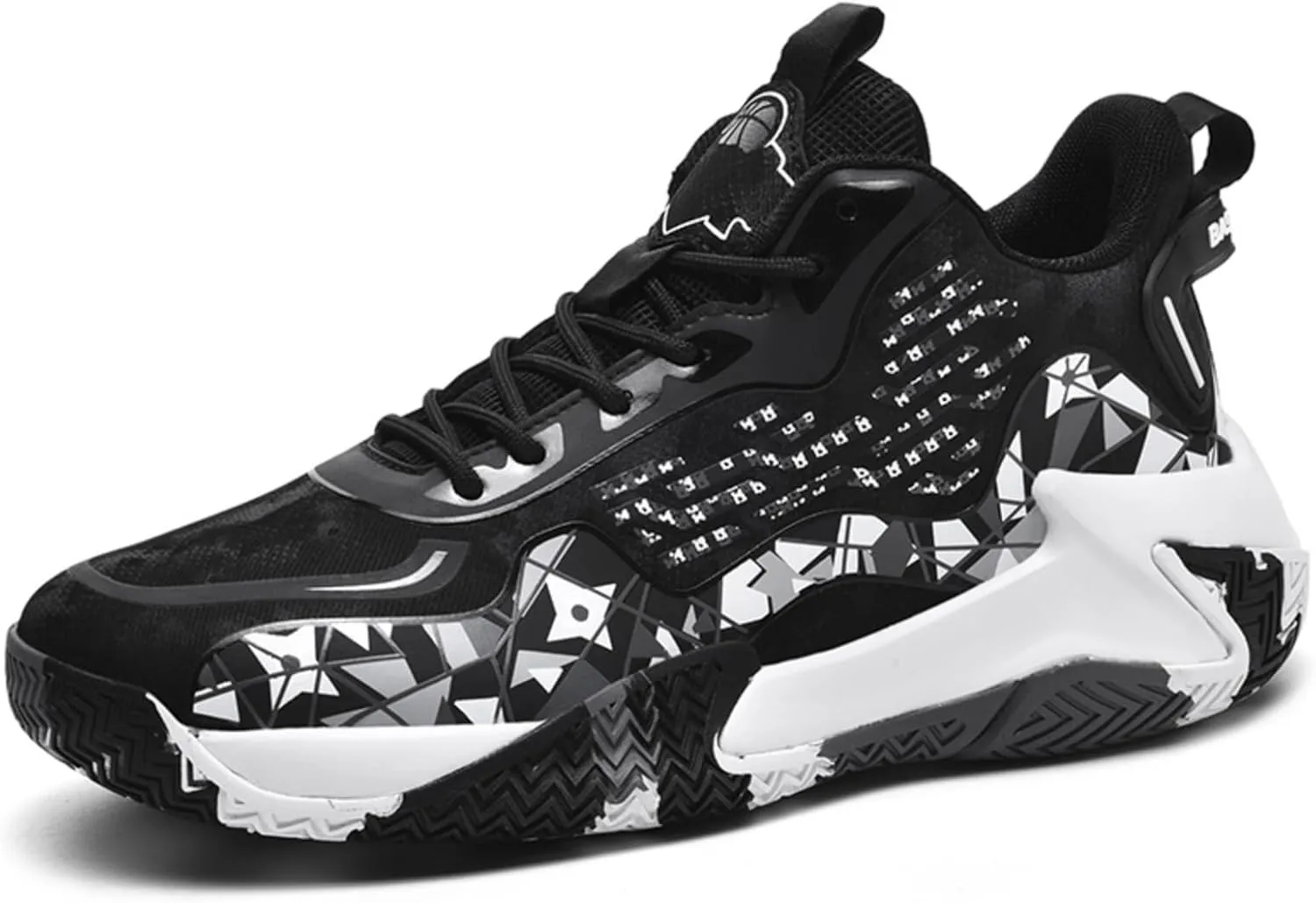 Mens Fashion High-Top Lace Up Leather Basketball Shoes Comfortable Non Slip Sneakers for Running Workout Training Athletic