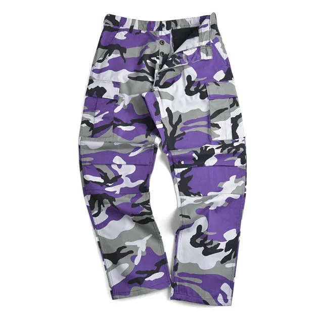 Multi-Shade Camouflage BDU Cargo Trousers, Assorted Colors
