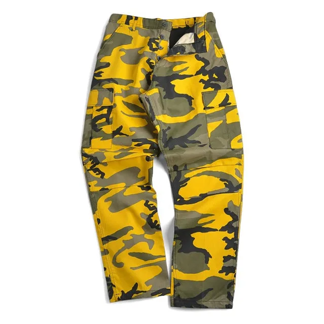 Multi-Shade Camouflage BDU Cargo Trousers, Assorted Colors