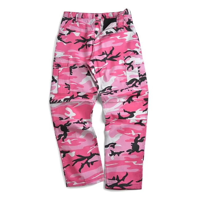Multi-Shade Camouflage BDU Cargo Trousers, Assorted Colors