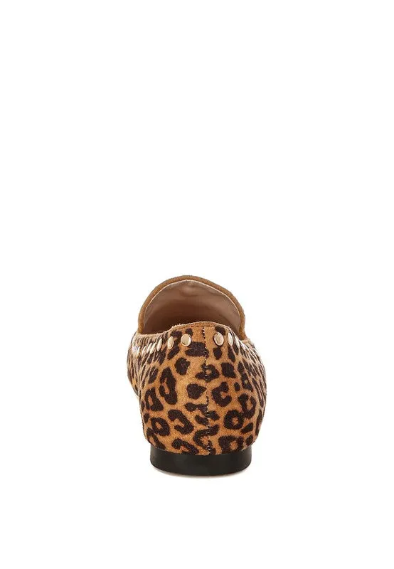 Niloha Studs & Tassels Leopard Loafers