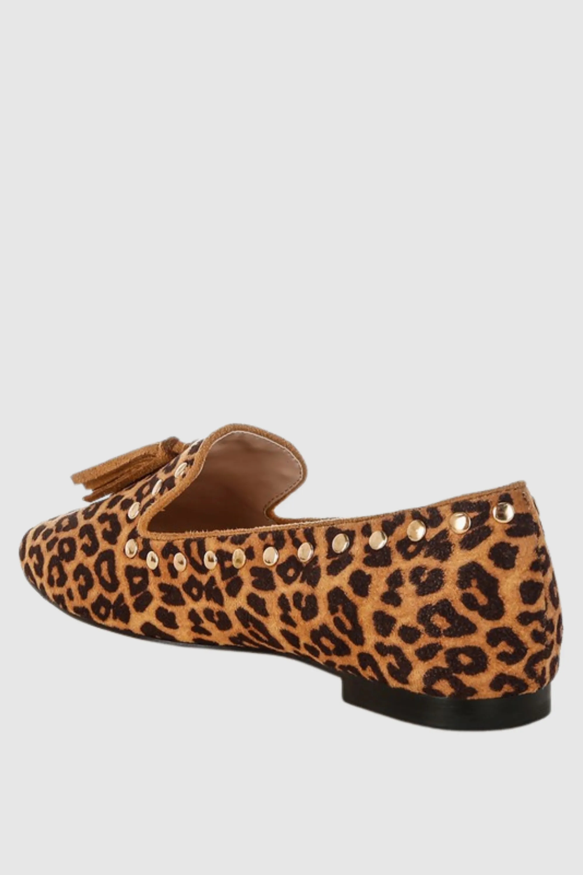 Niloha Studs & Tassels Leopard Loafers