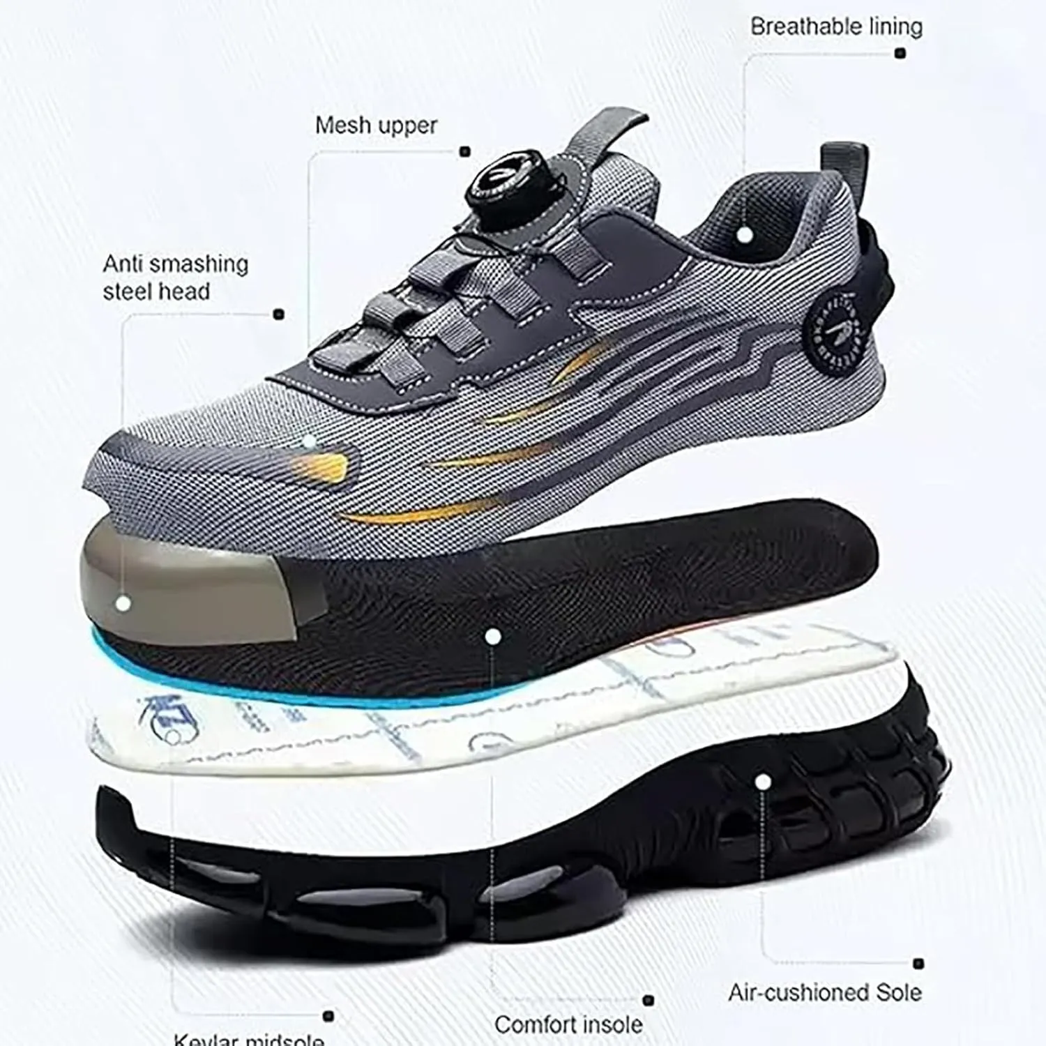 Noozier Safety Shoes, Noozier Safety Shoes Mens Steel Toe, SafeStep The Most Comfortable Steel Toe Shoe, Evontiras Steel Shoe 3 Inch Taller