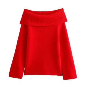 Off the Shoulder Sweater | Cozy & Stylish Knitted Pullover