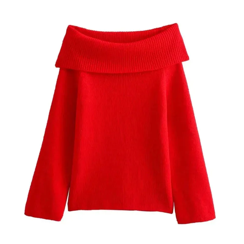 Off the Shoulder Sweater | Cozy & Stylish Knitted Pullover