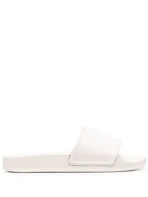 PALM ANGELS WOMEN Pool Sliders Beige/White