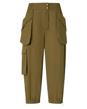 Pantaloni Cargo Donna in Cotone Leggero con Maxi Tasche e Zip alla Caviglia